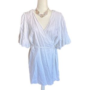 Old Navy Linen Blend Puff Sleeve Wrap Dress